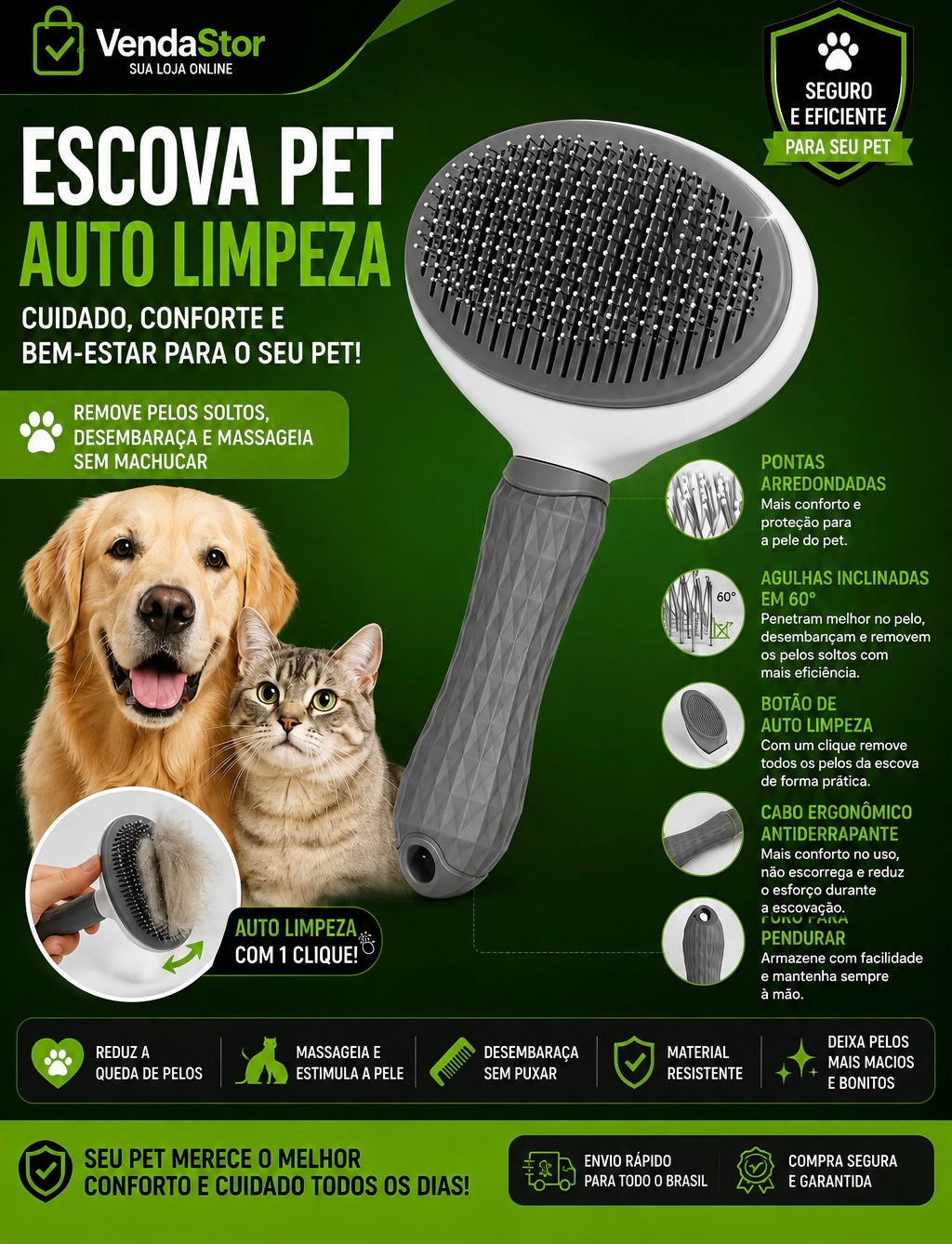 ESCOVA PET AUTO LIMPEZA