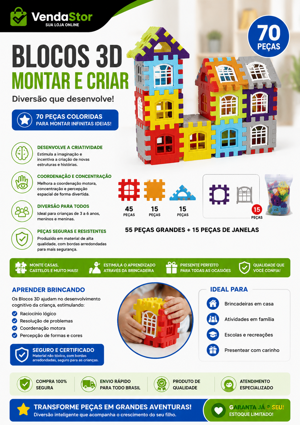 BLOCOS 3D MONTAR E CRIAR