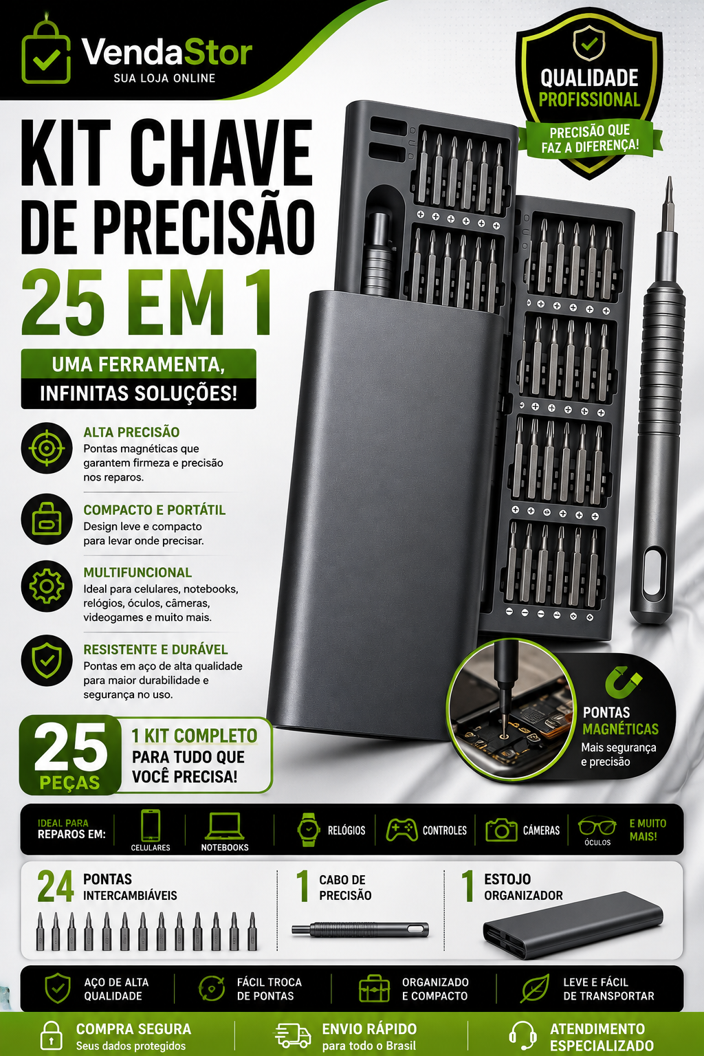 KIT CHAVE DE PRECISÃO 25 em 1