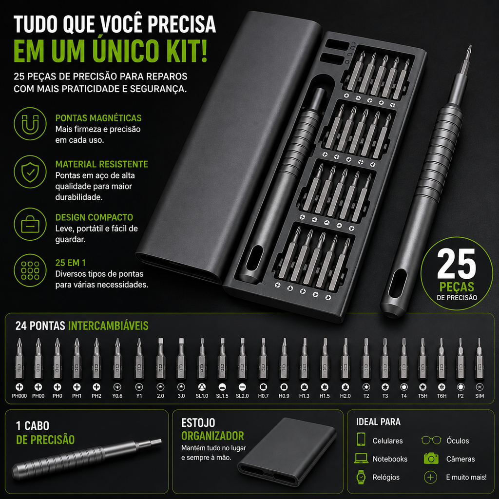KIT CHAVE DE PRECISÃO 25 em 1