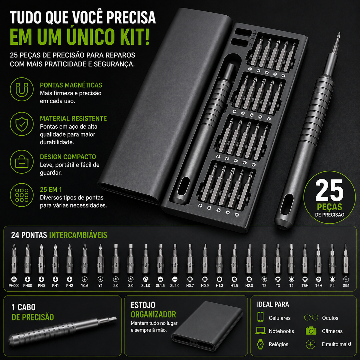 KIT CHAVE DE PRECISÃO 25 em 1