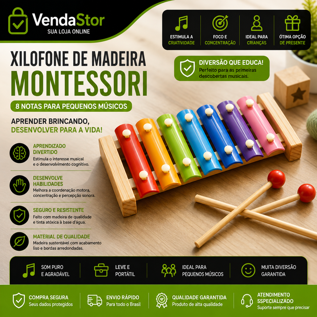 XILOFONE DE MADEIRA MONTESSORI￼