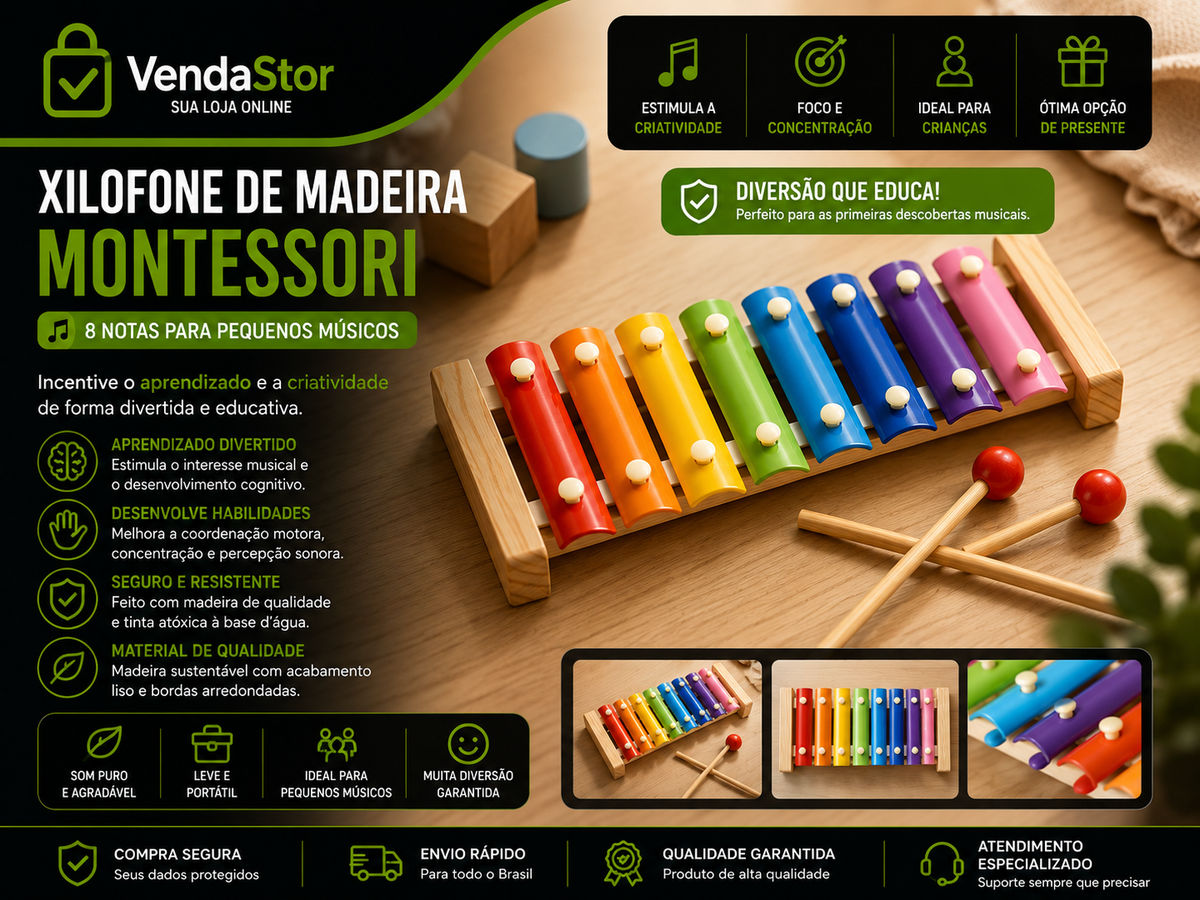 XILOFONE DE MADEIRA MONTESSORI￼