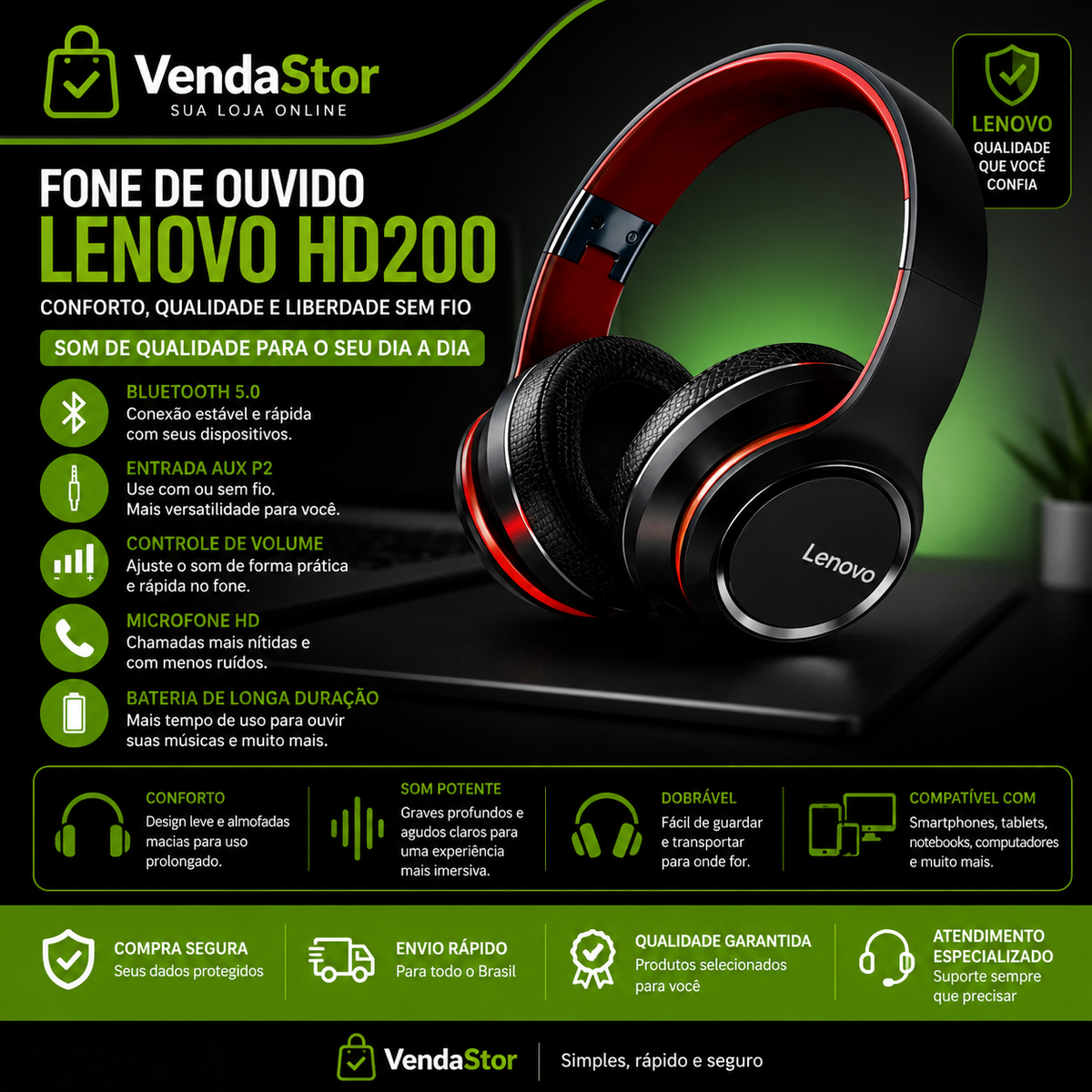 FONE DE OUVIDO LENOVO