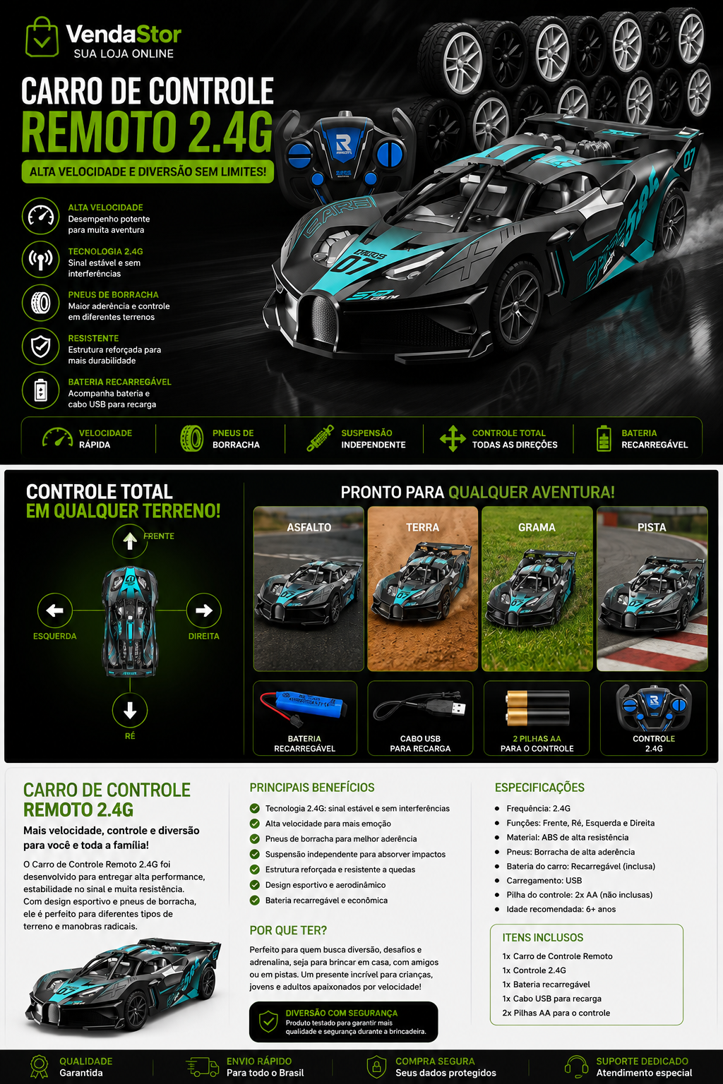 SUPER CARRINHO DE CONTROLE REMOTO
