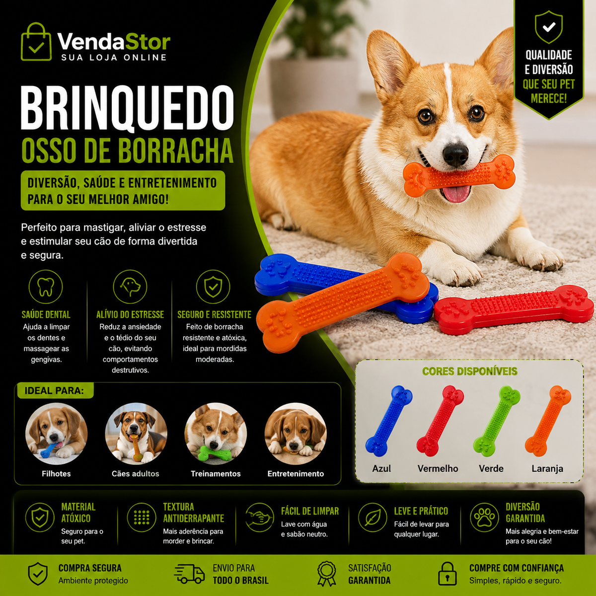 BRINQUEDO OSSO DE BORRACHA