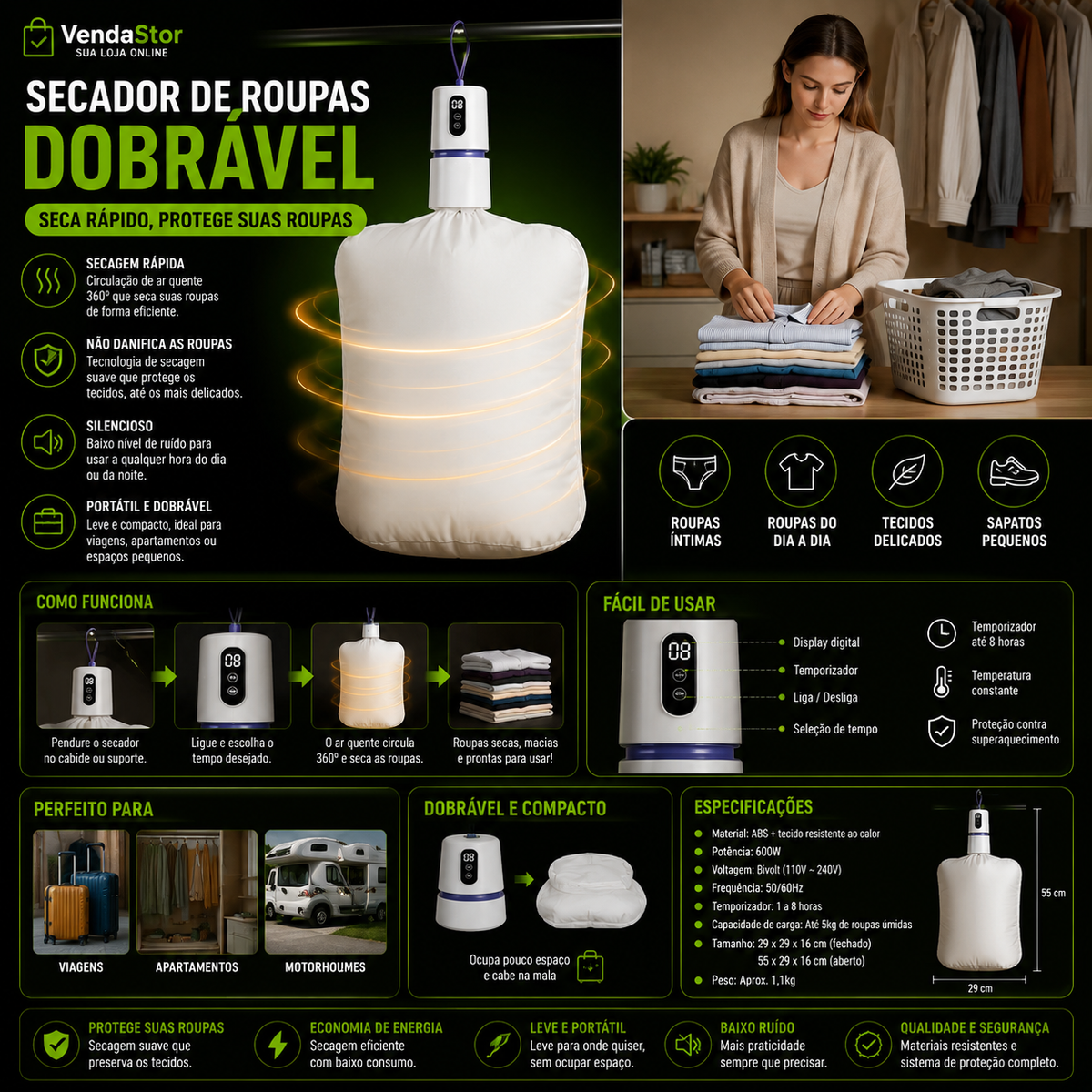 SECADOR DE ROUPAS DOBRÁVEL