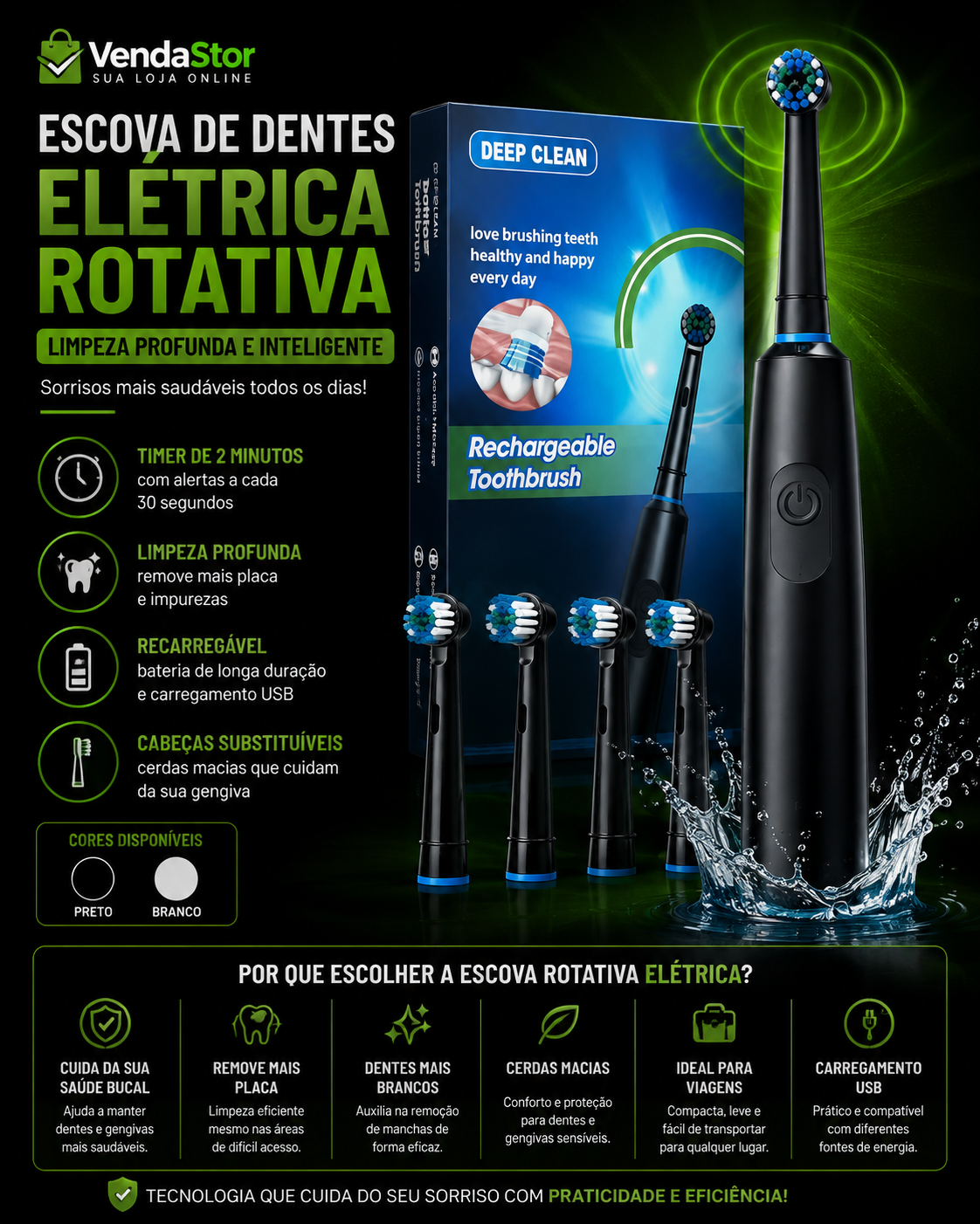 ESCOVA DE DENTES ELÉTRICA ROTATIVA