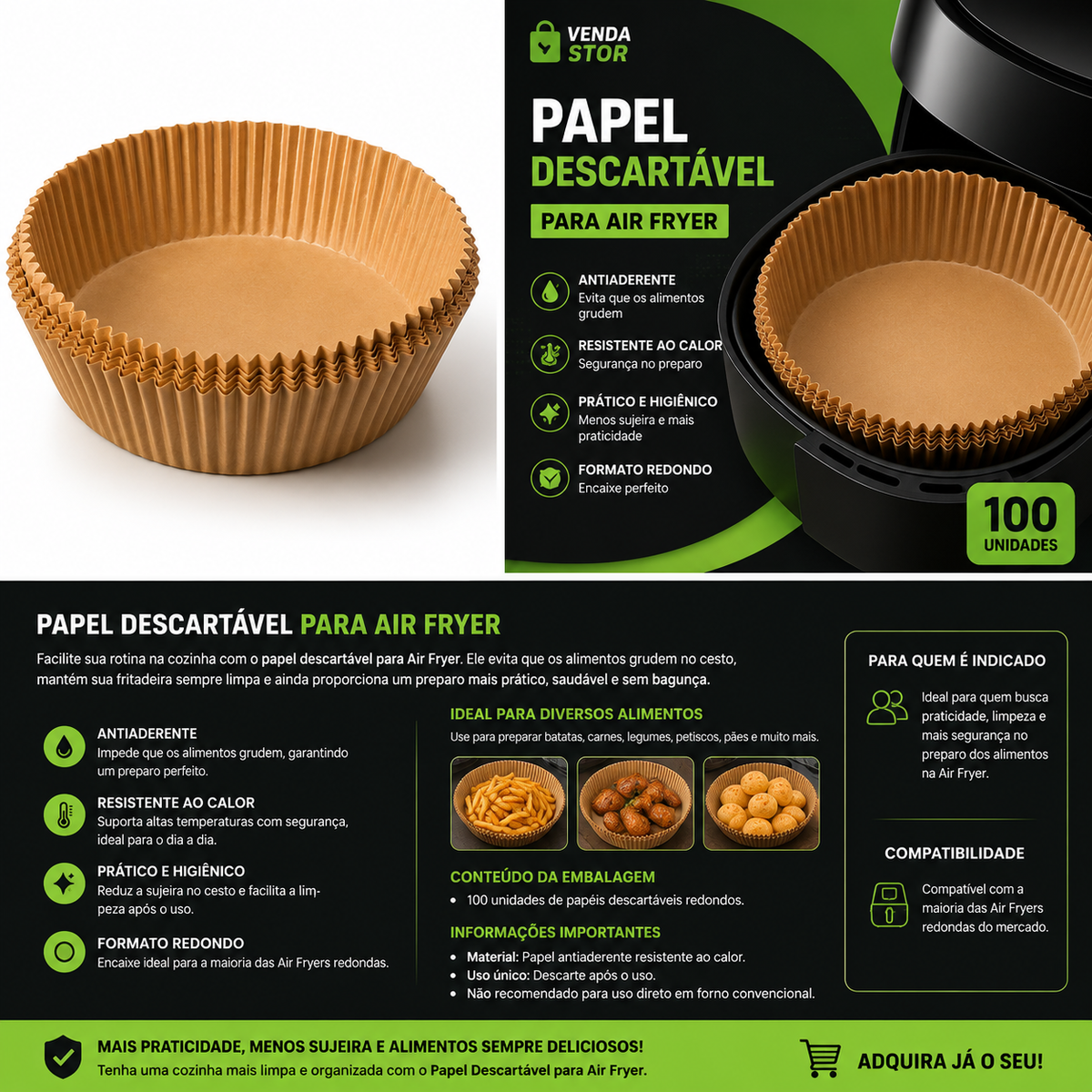 PAPÉIS DESCARTÁVEIS PARA AIR FRYER