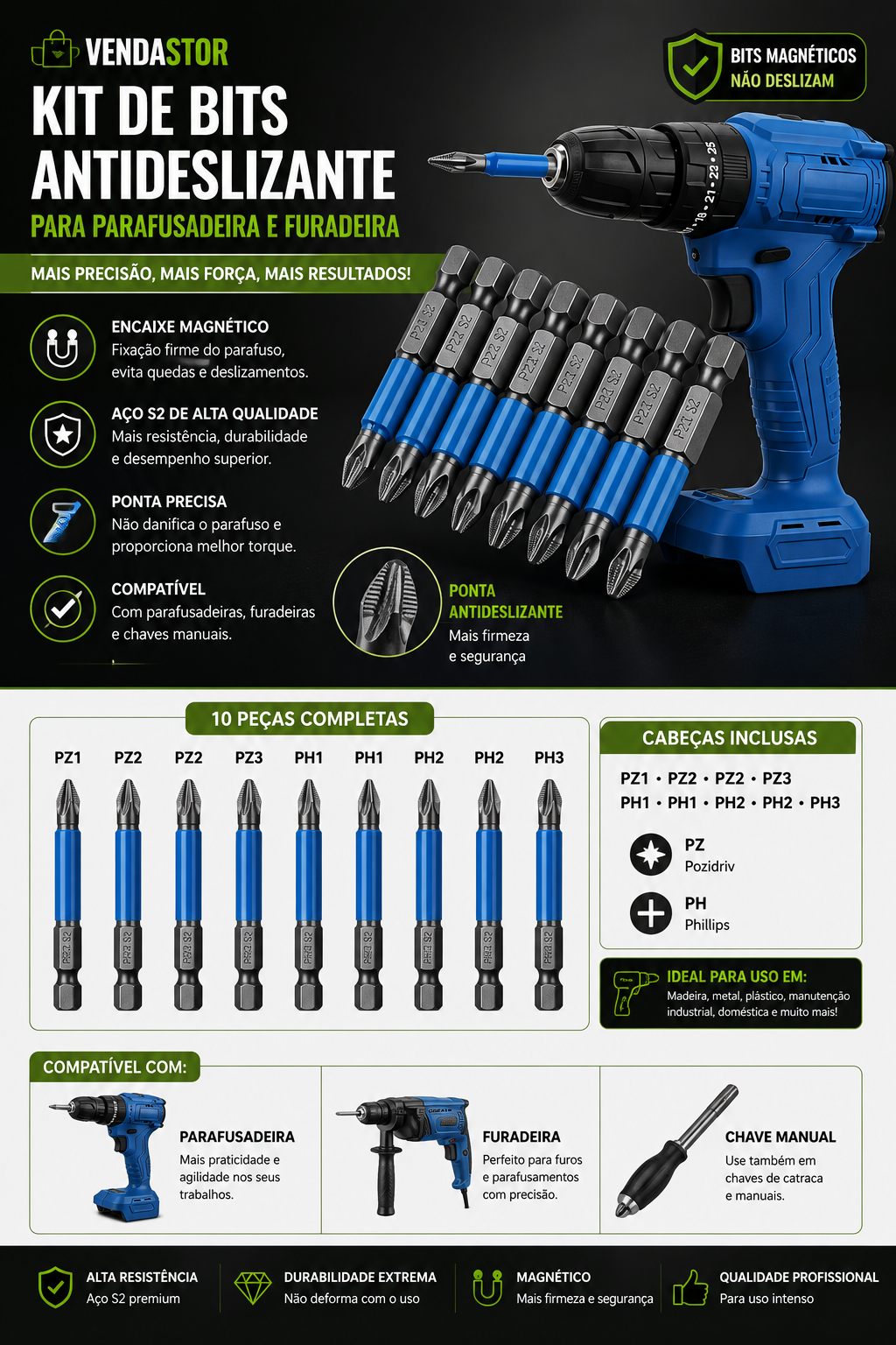 KIT DE BITS ANTI DESLIZAMENTO ￼